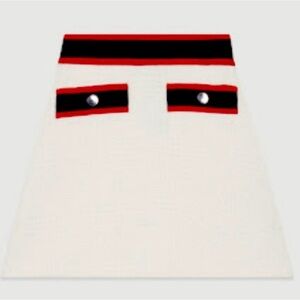 Maje White Skirt with Black and Red Accents